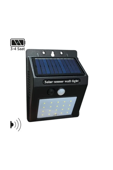 Sensörlü Solar Güneş Enerjili Led Aplik- 15W 6500k Soğuk Beyaz - Sensörlü Solar Güneş Enerjili Led Aplik - Ip65 Su Geçirmez- Bahçe ve Dış Mekan Aydınlatma - 4