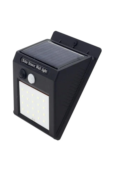 Sensörlü Solar Güneş Enerjili Led Aplik- 15W 6500k Soğuk Beyaz - Sensörlü Solar Güneş Enerjili Led Aplik - Ip65 Su Geçirmez- Bahçe ve Dış Mekan Aydınlatma - 5