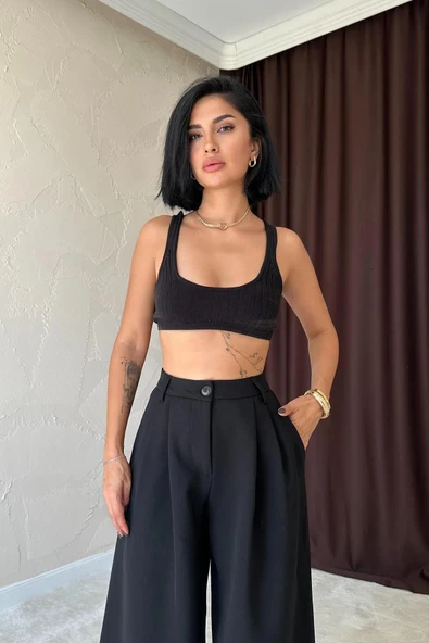 SİYAH KUMAŞ PANTOLON - 2