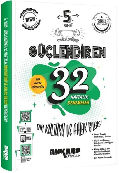 5. Sınıf Din Kültürü ve Ahlak Bilgisi Güçlendiren 32 Haftalık Denemeleri Ankara Yayıncılık