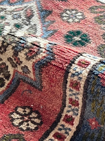 57x60 cm Küçük Vintage El Dokuma Kilim, Çiçek Desenli Geleneksel Türk Halısı, Küçük Dekoratif Halı, Harika Hediye - 4