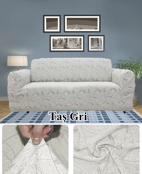 upmall Koltuk Örtüsü Koltuk Kılıfı Jakarlı Esnek Ve Lastikli Yıkanabilir 3 Kişilik Çekyat Örtüsü Bir Adet - Resim 3