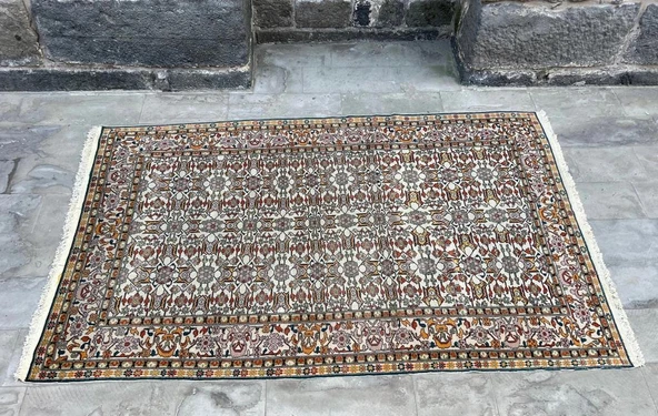 180 x 297 cm Büyük Boy Renkli Vintage Halı, Eşsiz Desenli Yün Halı, El Dokuma, Antik Oturma Odası Halısı