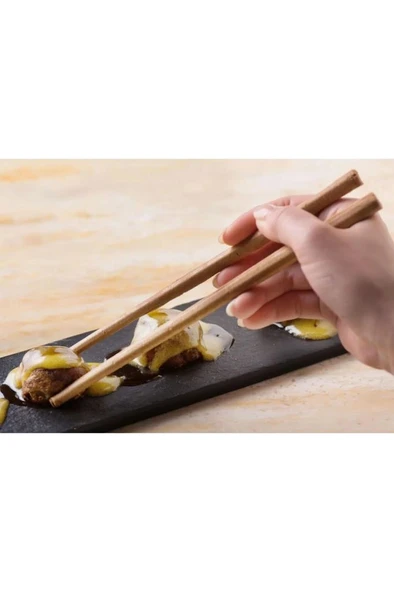 10 Çift 24 cm Ahşap Çin Chopsticks Yemek Çubukları Yıkanabilir Kore Noodle Sushi Çubuk Suşi Çubuğu - 6