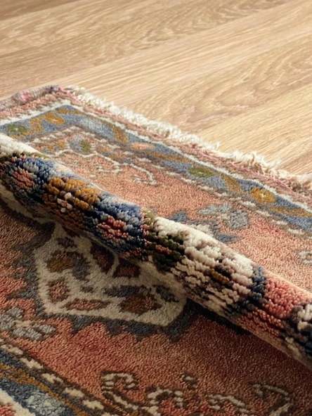 52x59 cm Türk Vintage Küçük Halı, El Dokuma Yün Halı, Ev ve Ofis İçin Küçük Alan Halısı, Geleneksel Kayseri Halısı - 2