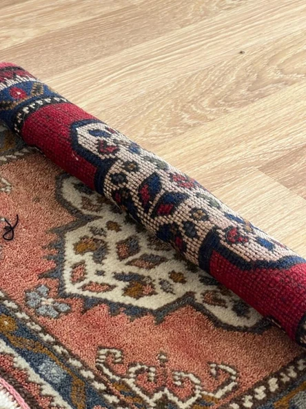 52x59 cm Türk Vintage Küçük Halı, El Dokuma Yün Halı, Ev ve Ofis İçin Küçük Alan Halısı, Geleneksel Kayseri Halısı - 8
