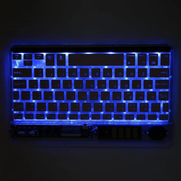 Technopc Ultrapad UP10.SI36LA 10.1" Uyumlu Kablosuz Bluetooth Şarjlı Transparan Rgp 7 Renk Işıklı Klavye - Gri - 7