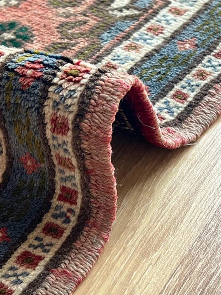 57x60 cm Küçük Vintage El Dokuma Kilim, Çiçek Desenli Geleneksel Türk Halısı, Küçük Dekoratif Halı, Harika Hediye - 3