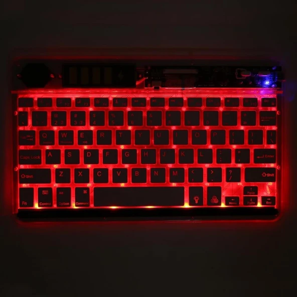 Vorcom S12 10.1" Uyumlu Kablosuz Bluetooth Şarjlı Transparan Rgp 7 Renk Işıklı Klavye - Gri - 5