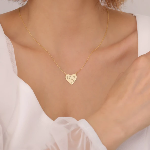 925 Ayar Gümüş Kalp Formunda Puzzle Kolye - Resim 2