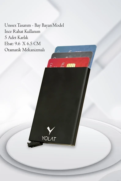 Orijinal Ince Model Metal Unisex Siyah Otomatik Mekanizmalı Kredi Kartlık Kartvizitlik - 3
