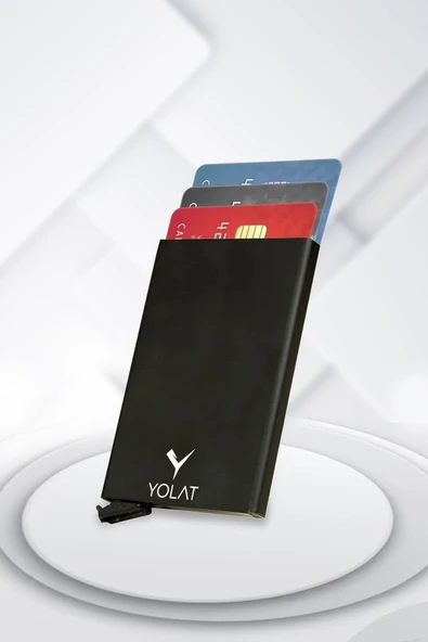 Orijinal Ince Model Metal Unisex Siyah Otomatik Mekanizmalı Kredi Kartlık Kartvizitlik - 2