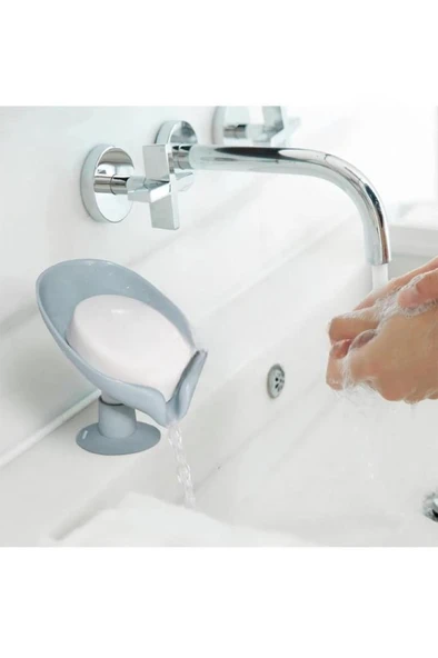 Vantuzlu Su Giderli Katı Sabunluk Banyo Mutfak İçin Süngerlik Su Tutmaz Sabun Kutusu - 5