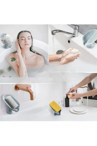Vantuzlu Su Giderli Katı Sabunluk Banyo Mutfak İçin Süngerlik Su Tutmaz Sabun Kutusu - 6