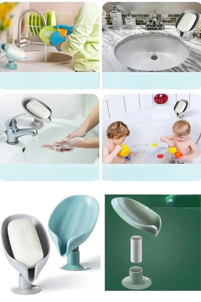 Vantuzlu Su Giderli Katı Sabunluk Banyo Mutfak İçin Süngerlik Su Tutmaz Sabun Kutusu - 7
