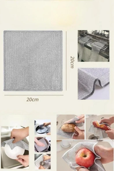 20 cm Çizilmez Tel Bulaşık Bezi Çizmez Tencere Teflon Tava Ocak Ovma Temizlik Süngeri Yağ Sökücü Bez - Resim 2