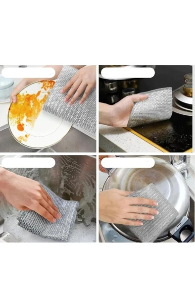 20 cm Çizilmez Tel Bulaşık Bezi Çizmez Tencere Teflon Tava Ocak Ovma Temizlik Süngeri Yağ Sökücü Bez - Resim 7