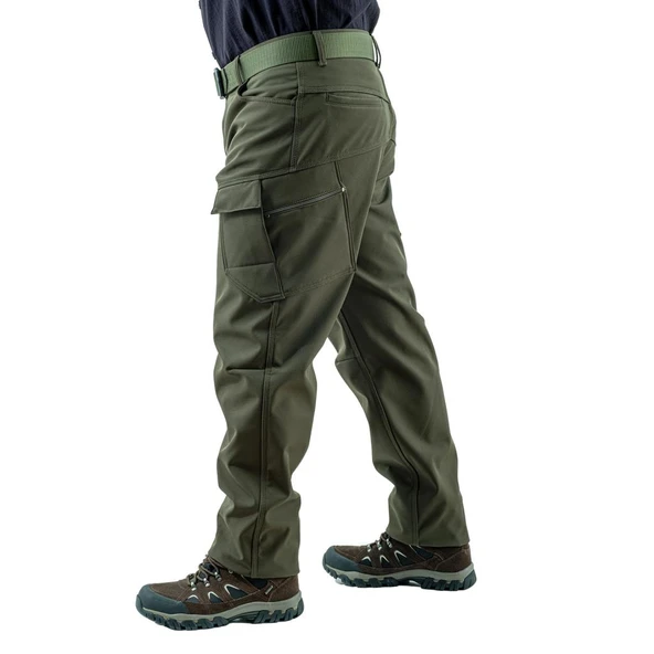 İçi Polarlı Softshell Pantolon - Su Rüzgar Geçirmez - Savage - Haki - Tactical Pantolon - 5