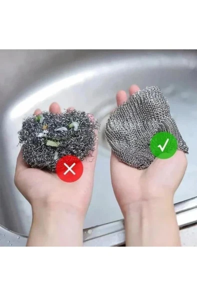 20 cm Çizilmez Tel Bulaşık Bezi Çizmez Tencere Teflon Tava Ocak Ovma Temizlik Süngeri Yağ Sökücü Bez - Resim 6