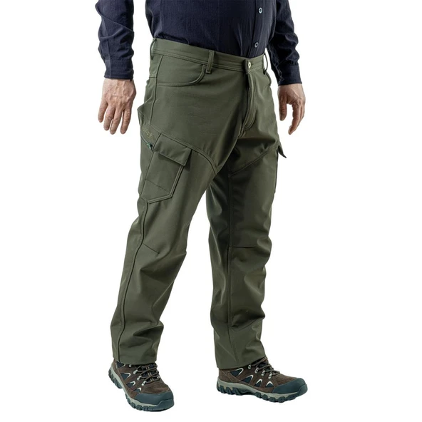 İçi Polarlı Softshell Pantolon - Su Rüzgar Geçirmez - Savage - Haki - Tactical Pantolon - 3