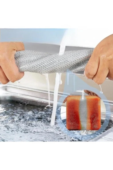 20 cm Çizilmez Tel Bulaşık Bezi Çizmez Tencere Teflon Tava Ocak Ovma Temizlik Süngeri Yağ Sökücü Bez - Resim 3