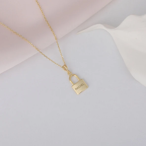 925 Ayar Gümüş İsimli Kilit Kolye - Resim 3