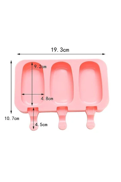3 Boşluk Silikon Dondurma Kalıbı Evde Puding Yapma Kabı 50 Adet Ahşap Magnum Çubuğu Hediye Mini Boy - 3