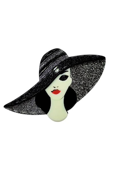 Zarif Şapkalı Kadın Broş - Resim 3