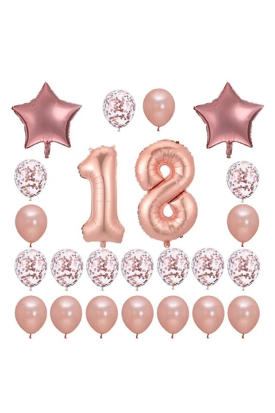 18 Yaş Rose Gold Balon Setleri ürün görseli