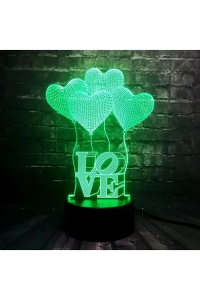 3d Üç Boyutlu Kalpli Balonlar ve Love Gece Lambası Dokunmatik Renk Değiştiren - 4