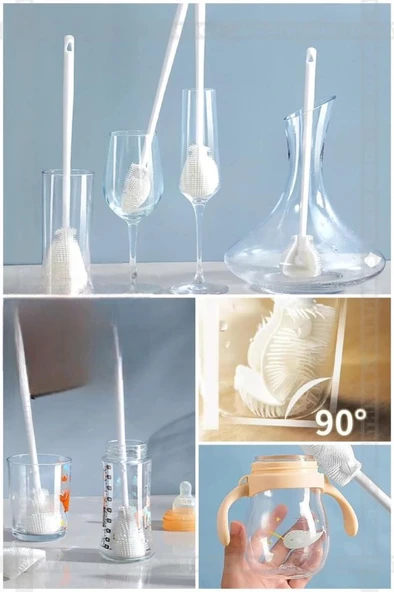 Esnek Silikon Biberon Cam Şişe Kavanoz Temizleyici Fırça Suluk Termos Matara Yıkama Fırçası Süngeri - 8