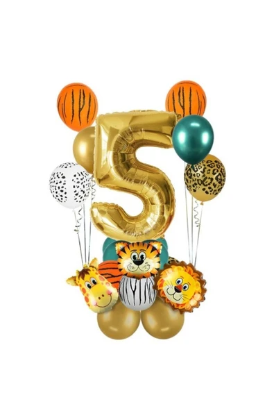 5 Yaş Gold Safari Temalı Balon Seti ürün görseli