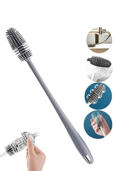 Biberon Emzik Temizleyici Silikon Fırça Matara Termos Suluk Sürahi Yağ Şişe Temizleme Fırçası ürün görseli 1