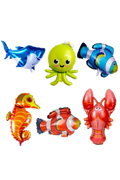 Okyanus Canlıları Folyo Balon Set 6'lı ürün görseli
