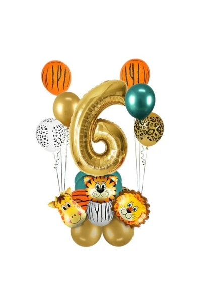 6 Yaş Gold Safari Temalı Balon Seti ürün görseli