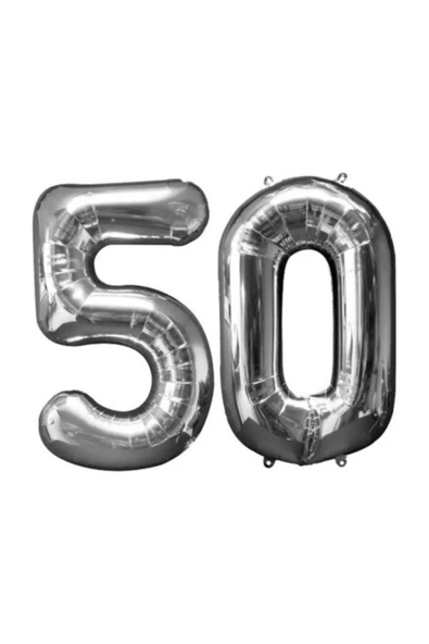 50 Yaş Gümüş Folyo Balon (100 Cm)