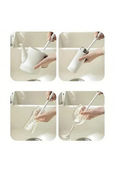 Esnek Silikon Biberon Cam Şişe Kavanoz Temizleyici Fırça Suluk Termos Matara Yıkama Fırçası Süngeri - 3