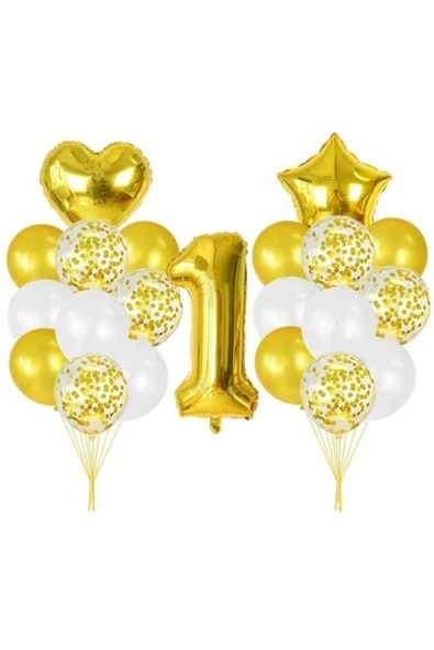 1 Yaş Gold Balon Seti ürün görseli