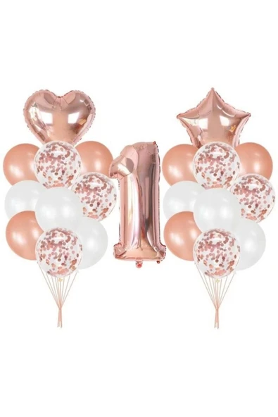 1 Yaş Rose Gold Balon Seti ürün görseli