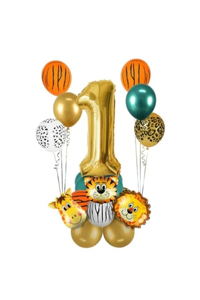 1 Yaş Gold Safari Temalı Balon Seti