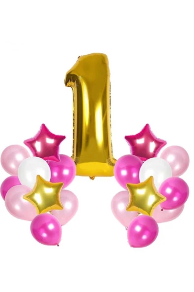 1 Yaş Gold Doğum Günü Balon Seti ürün görseli