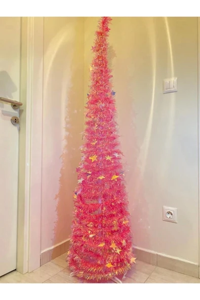 Ithal Hologramlı Pembe 165 Cm Deluxe Dekor Yılbaşı Ağacı