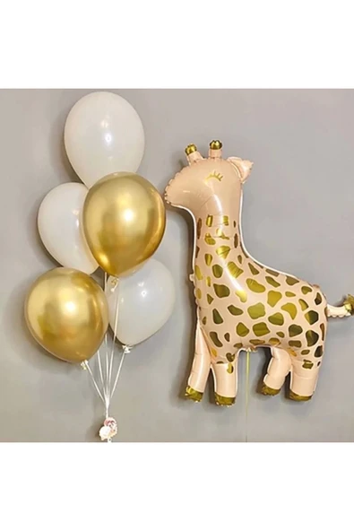 Zürafa Balon Set Yıldız Balon Folyo Set Konsept Doğum Günü Set Yaş Balon Set ürün görseli