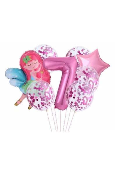 Peri Kızı Yıldız 7 Yaş Balon Set Demet Balon Folyo Set Peri Kızı Konsept Set Yaş Balon Set