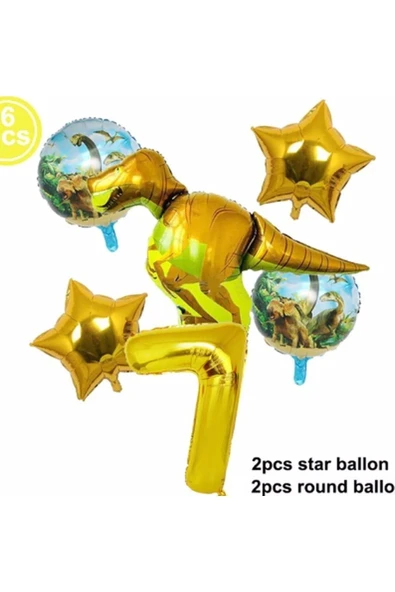 Dinazor Konsept 7 Yaş Balon Set T-rex Dinazor Konsept Doğum Günü Set Yaş Balon Set