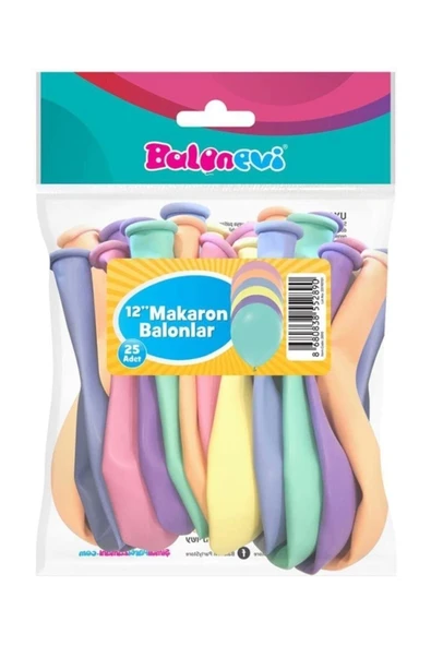 25'li Karışık Makaron Balon 12 Inç