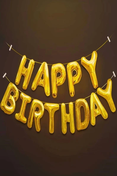 Happy Bırthday Altın (gold) Renk Folyo Balon Altın Happy Bırthday Folyo Balon Doğum Günü Parti