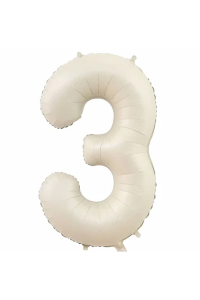 3 Rakam Folyo Balon Krem Renk Rakam Balon Yaş Balon 76 Cm Sayı Balon Uçan Balon Helyum Balon - Resim 2