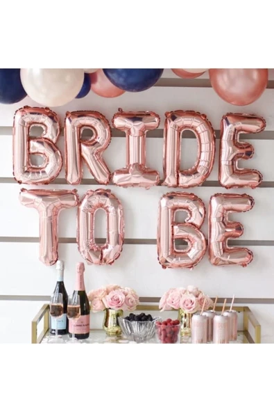 Bride To Be Yazılı Folyo Balon Konsepti Rose Gold Renkli Bekarlığa Veda Partisi Büyük Balon Seti