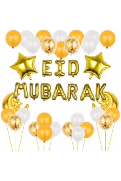 Gold Eid Mubarak Balon Set Ramazan Balon Seti